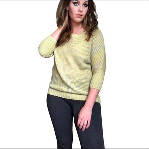 Express Knitted Yellow and Gray Sweater